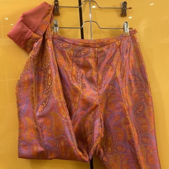 Vintage ( 1990s) Kay Unger elegant paisley pink/orange pants-#pleated - Picture 5 of 6